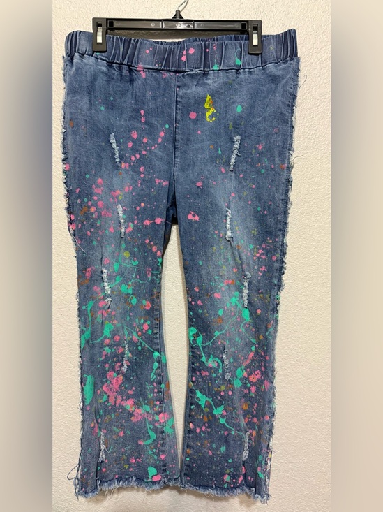 Denim - A Rare Bird Handmade Light Blue Denim Jeans with Diferent Paint Accents